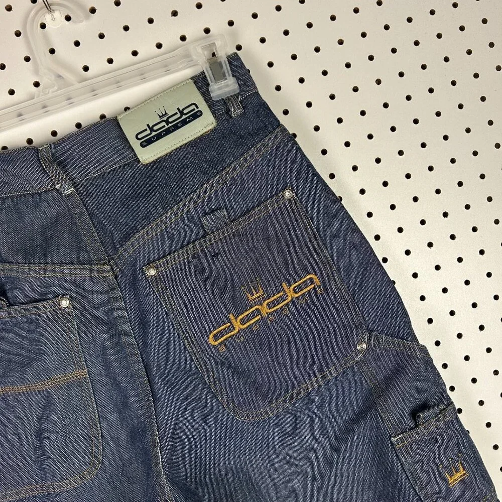 Dada Supreme Baggy Jean Shorts Size 30 JNCO Style Crown Jorts Wide Leg Skate Y2K